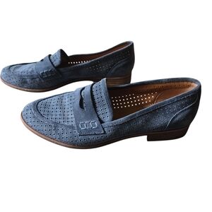 Franco Sarto Blue Suede Jolette Penny Loafers~ Size 7 Workwear Career